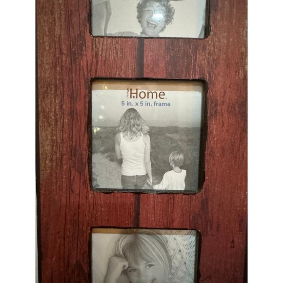 Design Home Decorative Picture Frame 3 Openings Photo Frame 5" x 5" Rustic Red - Picture 2 of 9